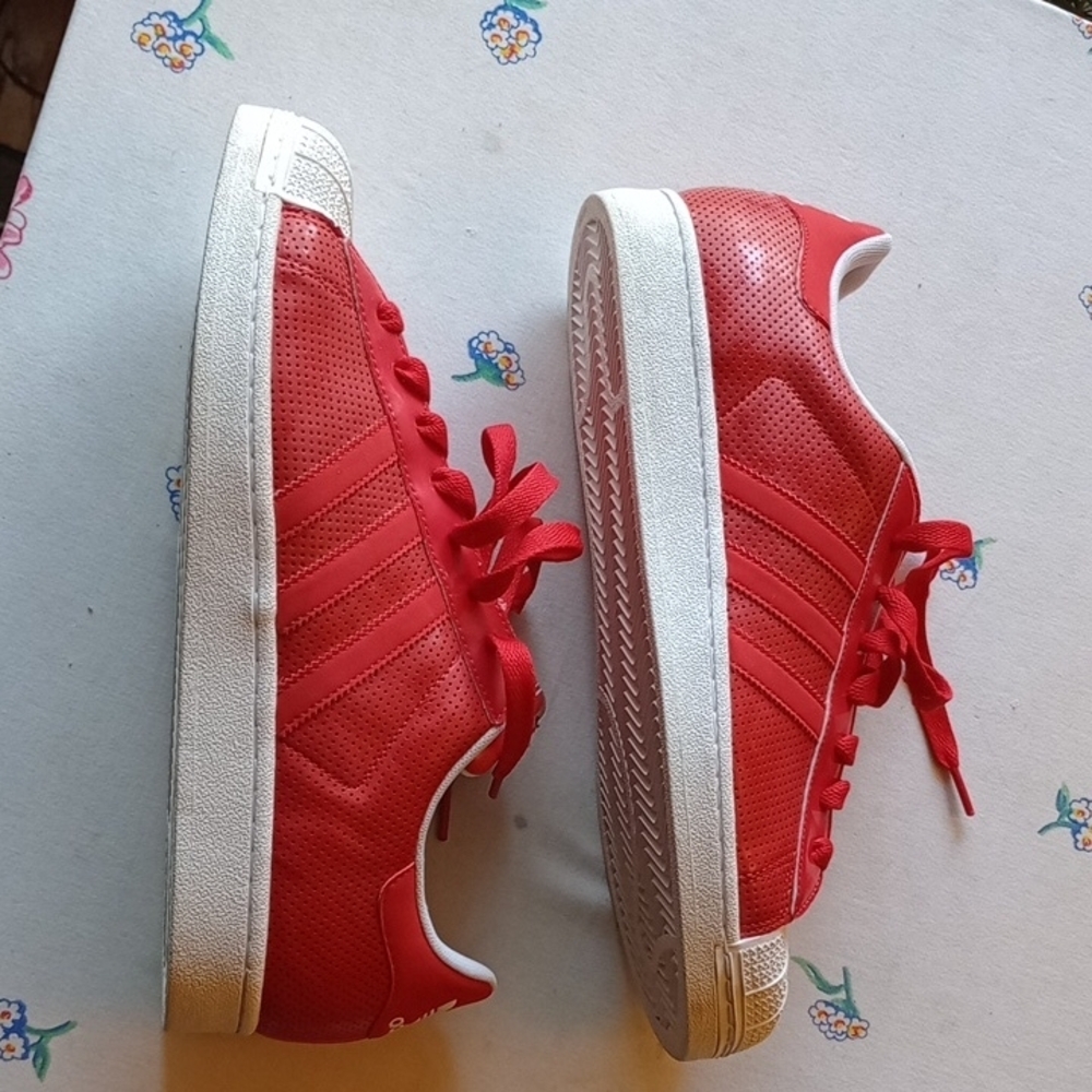 Adidas Superstar Perforated Red and White Shell Toe Sneakers Size 11.5 - Picture 2 of 9
